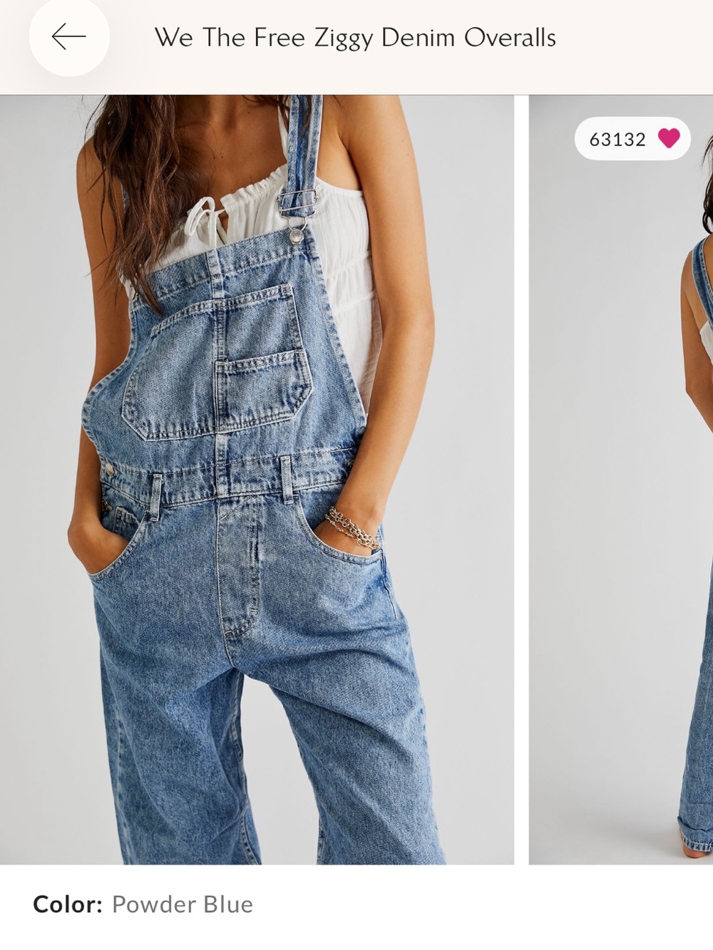 We The Free Powder Blue Denim Overalls